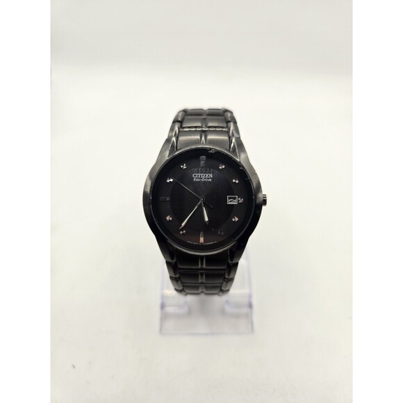 Citizen AU1054-54G Corso Eco Drive Black & Silver Stainless Steel Diamond Watch - Picture 2 of 14